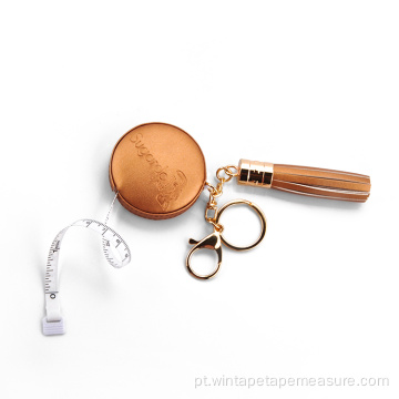 Porta-chaves fita métrica de couro PU com borla
